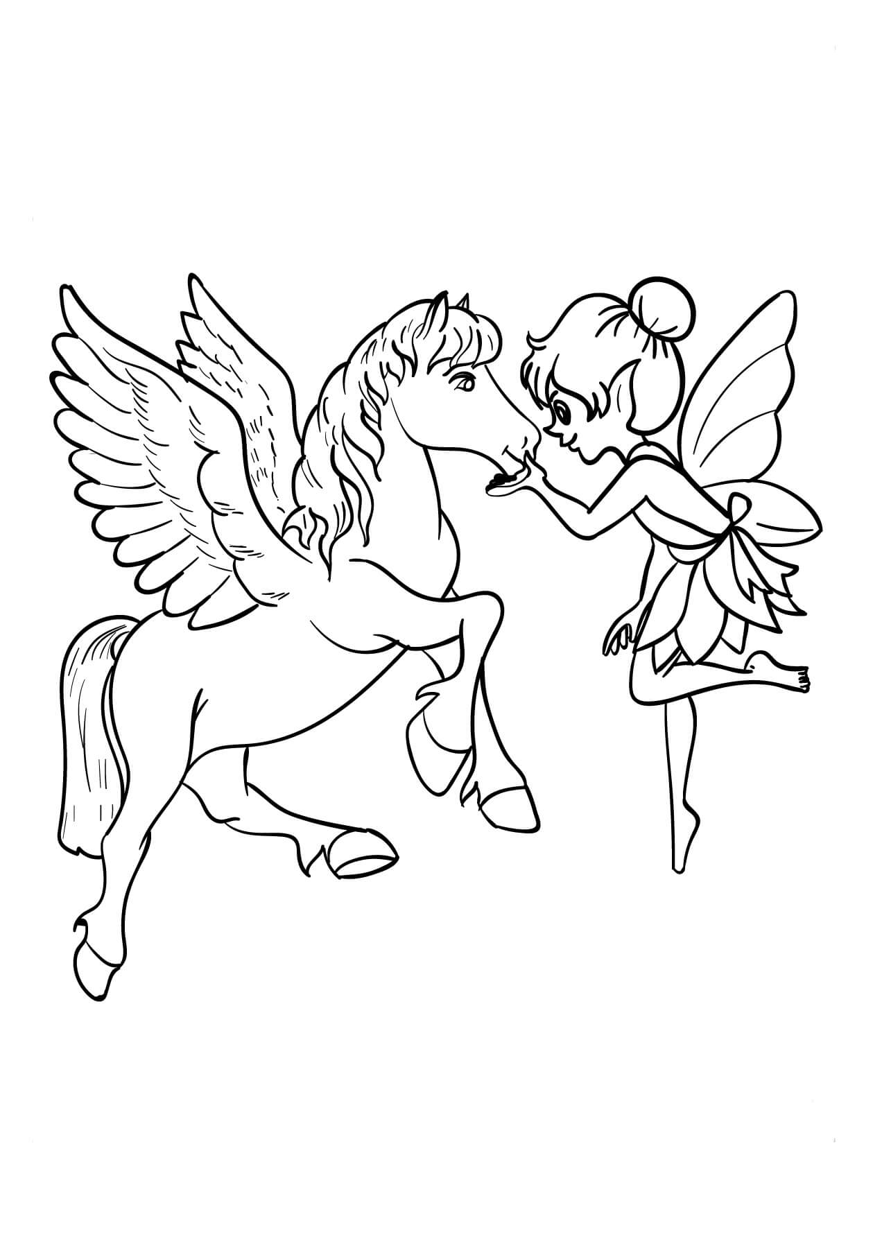 Desenhos de Cavalo Voando para colorir