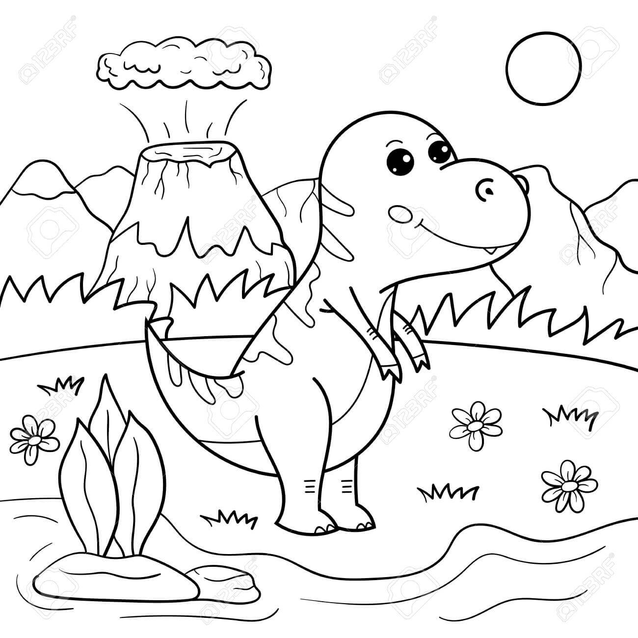 Desenhos de Dinossauro Adorável para colorir