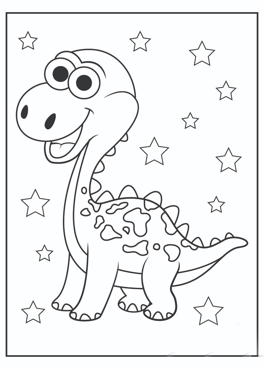 Desenhos de Dinossauro e Estrela para colorir