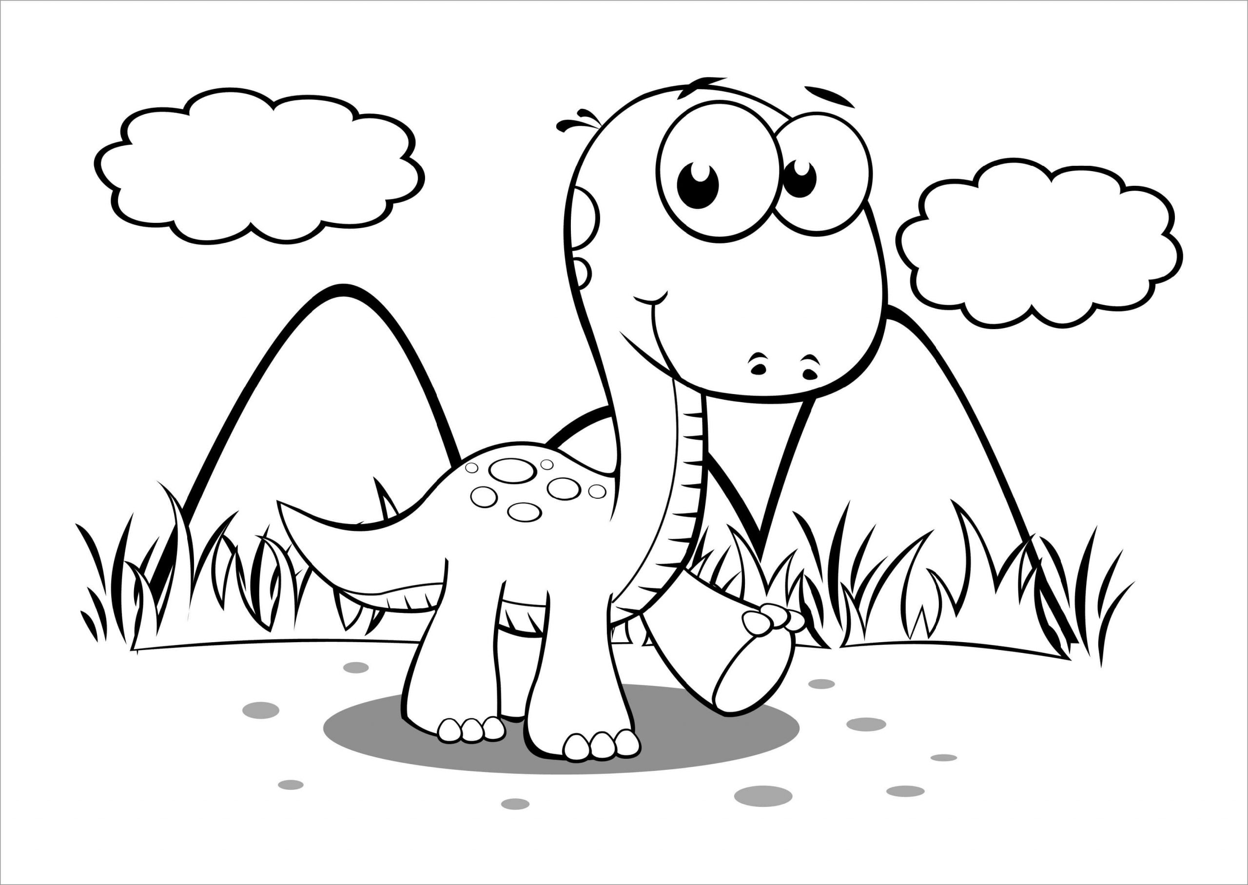 Dinossauro fofo andando para colorir