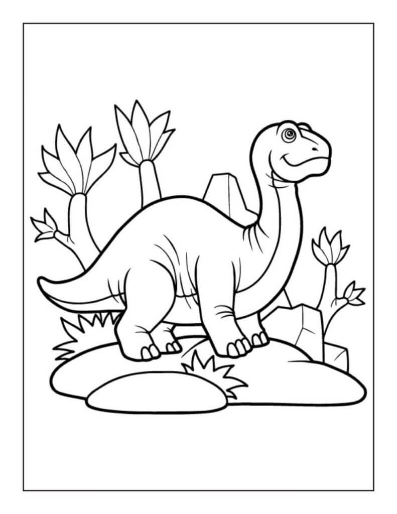 Dinossauro na Rocha para colorir