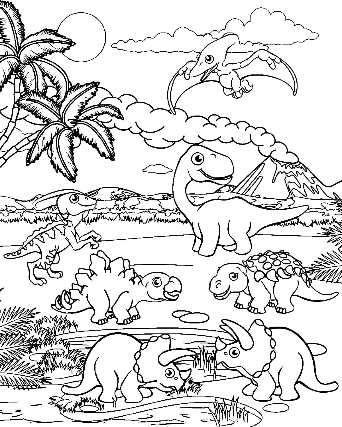 Dinossauros adoráveis para colorir