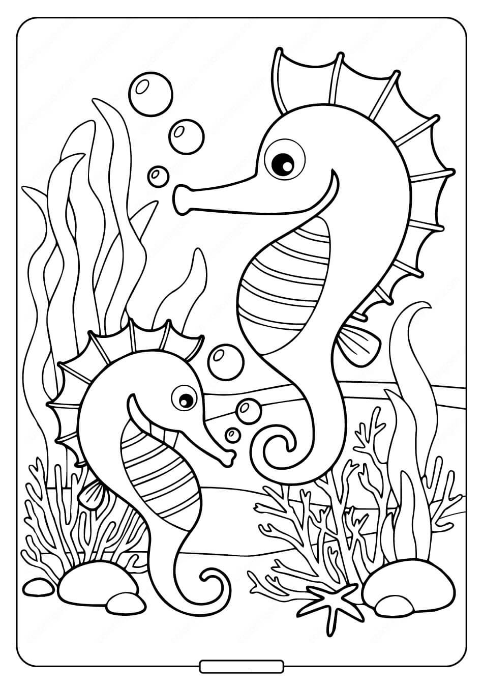 Desenhos de Dois Cavalos-Marinhos para colorir