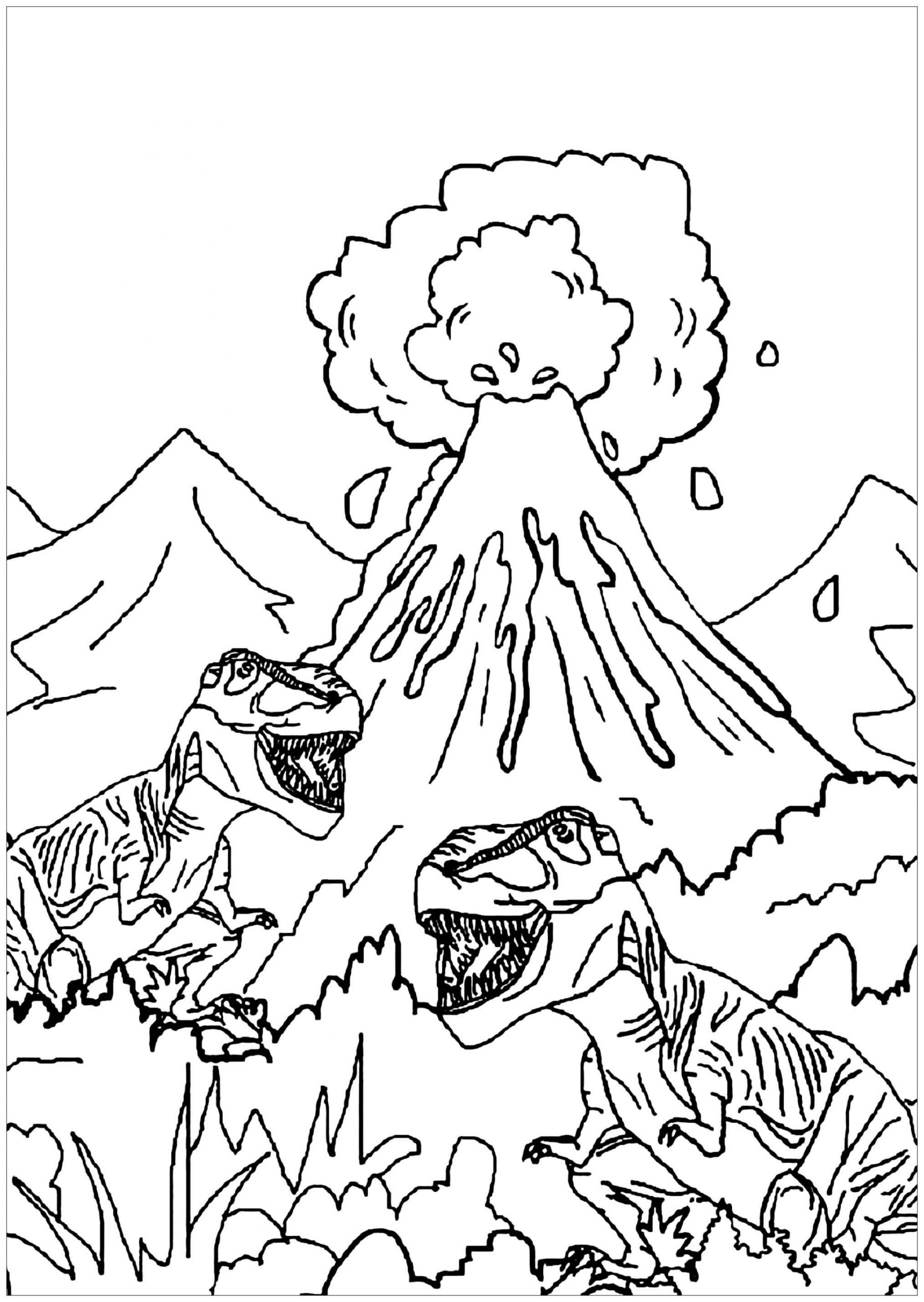 Desenhos de Dois T-Rex com Raiva para colorir
