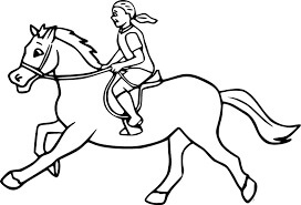 Menina Descolada a Cavalo para colorir