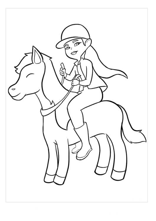 Mulher Sentada no Cavalo para colorir
