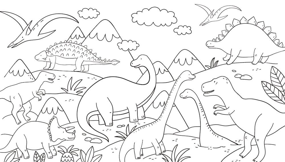 Desenhos de Mundo dos Dinossauros para colorir