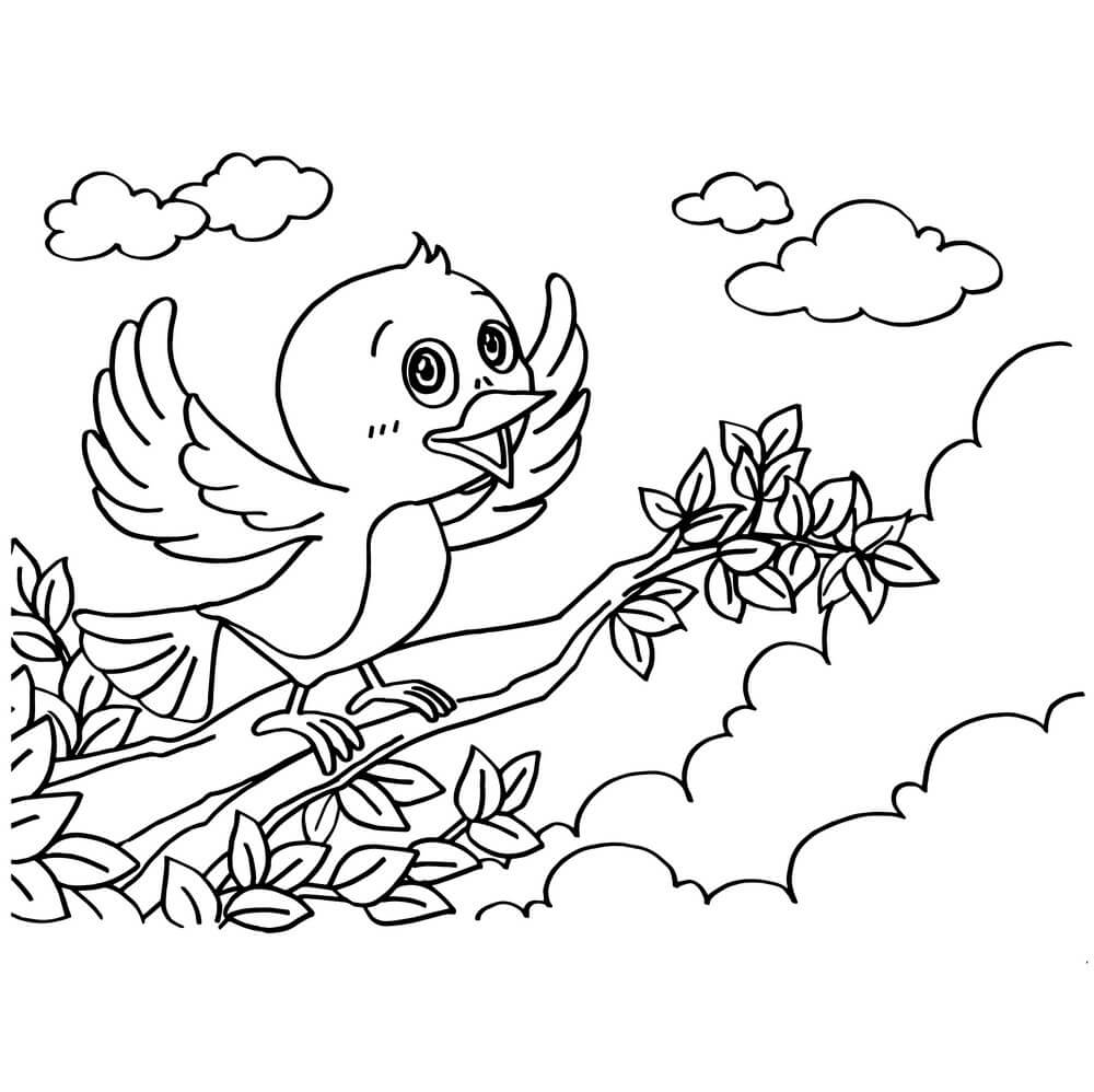 Desenhos de Pássaro Divertido Voando para colorir