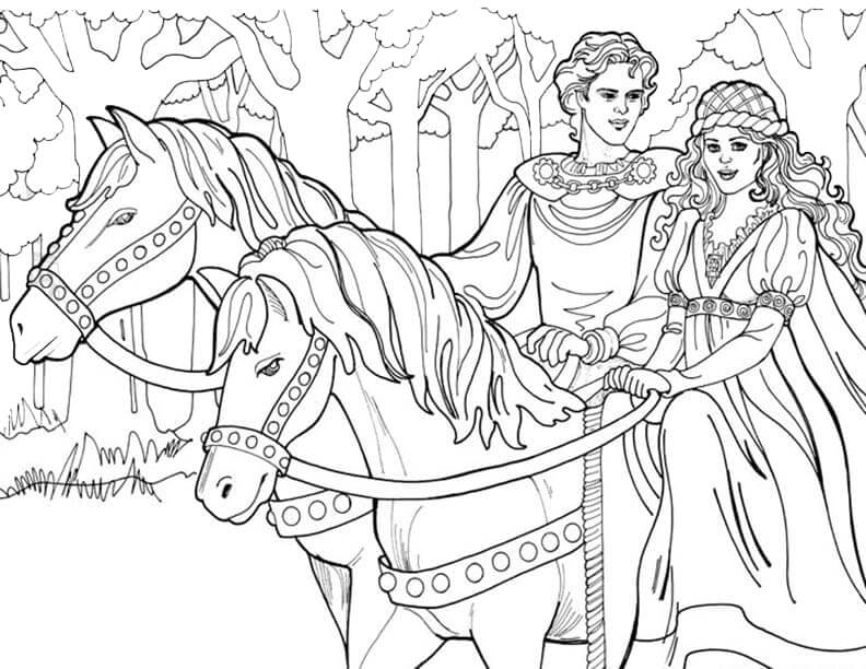 Desenhos de Princesa Leonora a Cavalo para colorir