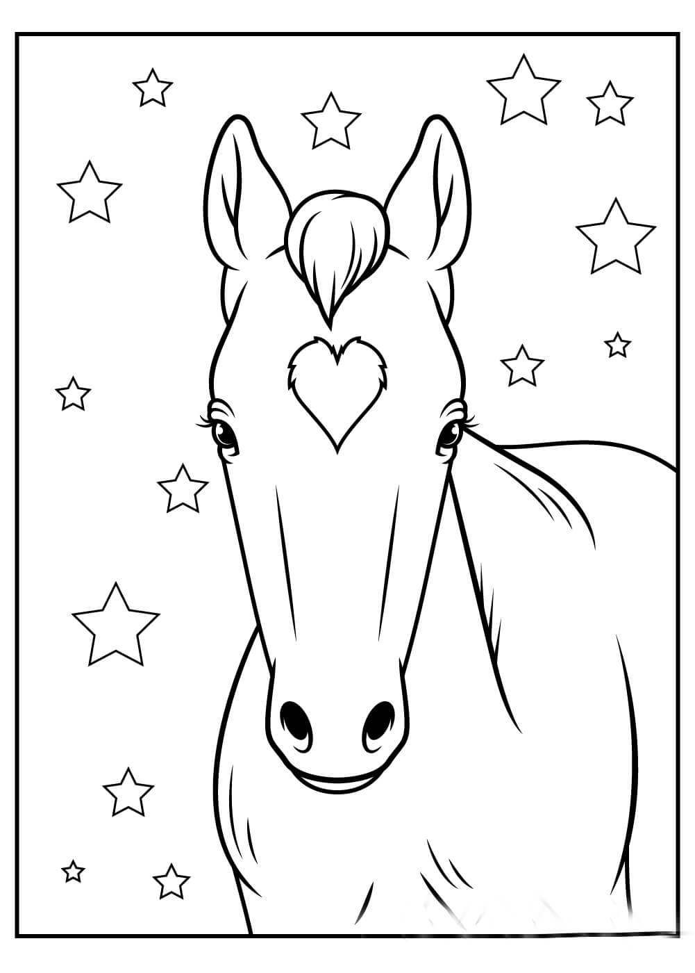 Desenhos de Rosto de Cavalo com Estrela para colorir