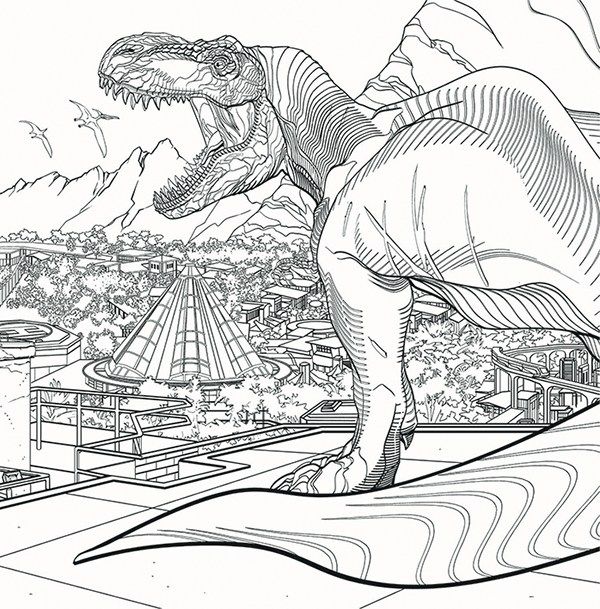 T-Rex rugindo para colorir