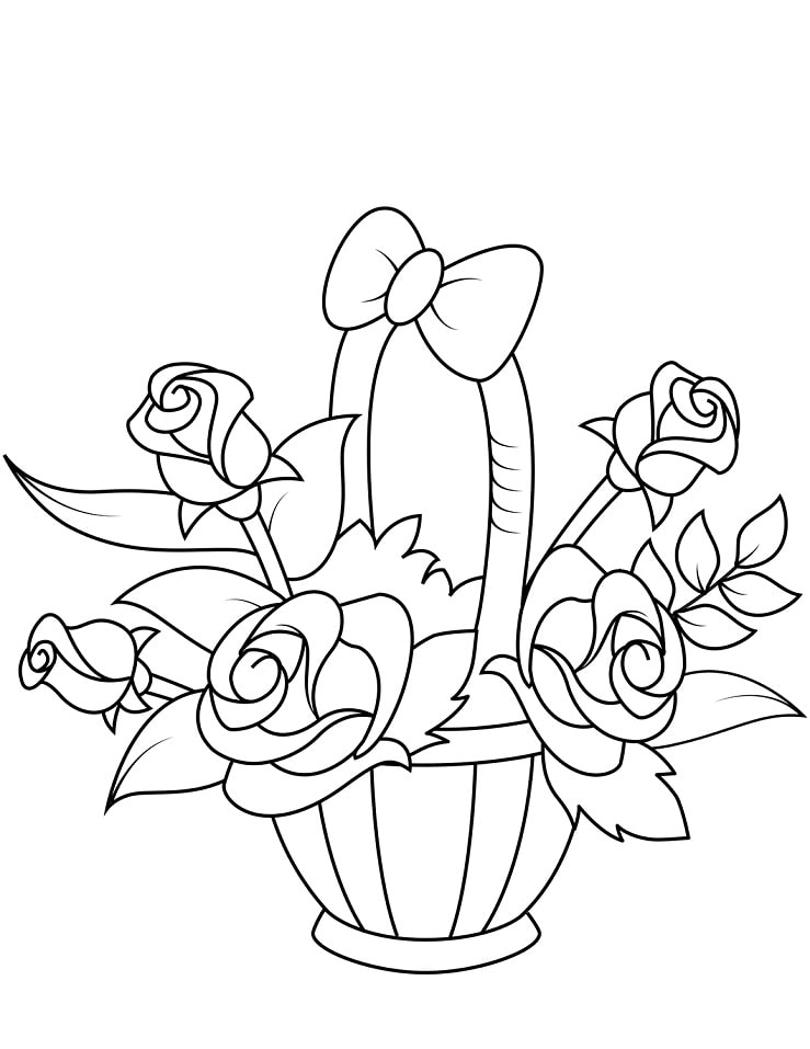 Desenhos de Vaso com Rosas para colorir