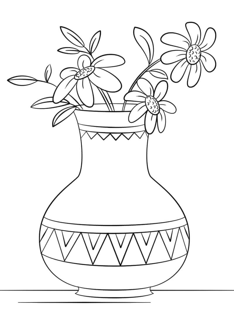Desenhos de Vaso de Margaridas para colorir