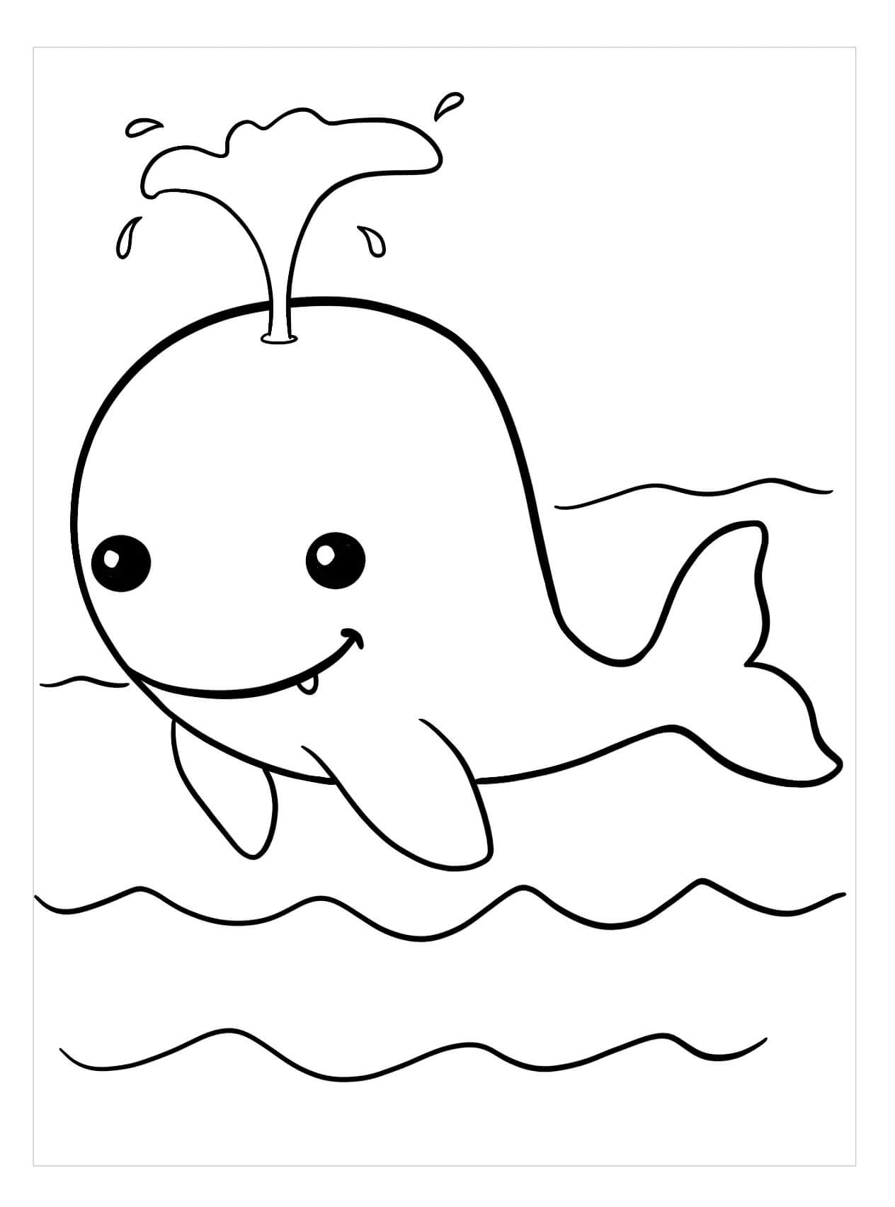 Desenhos de Baleia sorridente Fofa para colorir