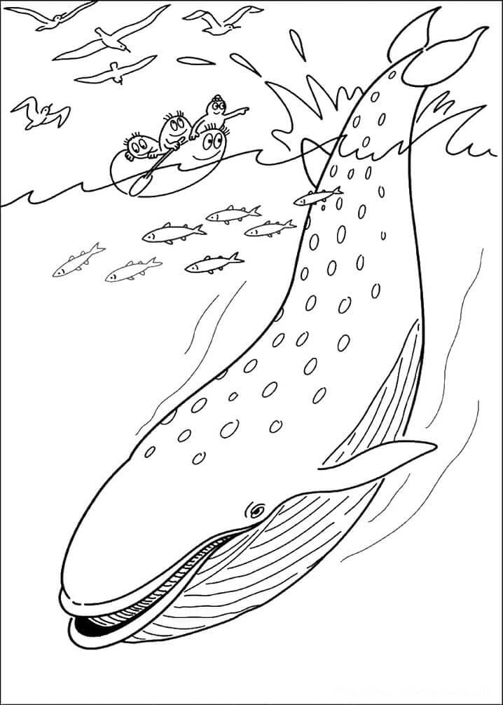 Desenhos de Barbapapa e Baleia para colorir