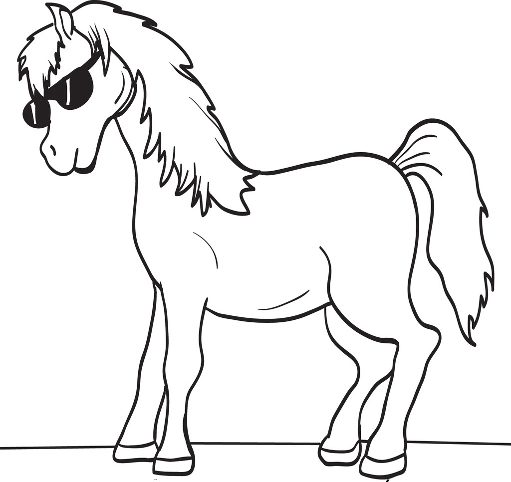 Desenhos de Cavalo com Óculos de Sol para colorir