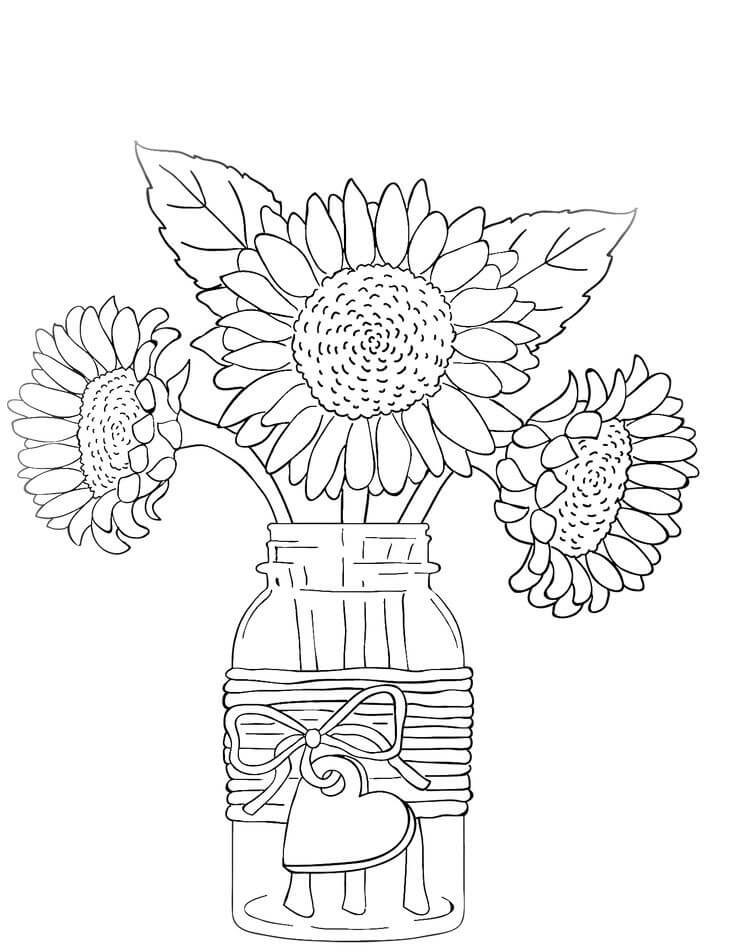 Desenhos de Girassóis de Vaso para colorir
