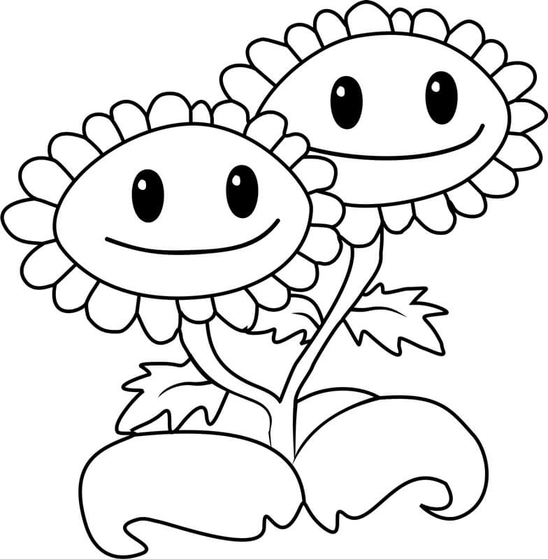 Girassol Sunny Smile em Plants and Zombies para colorir