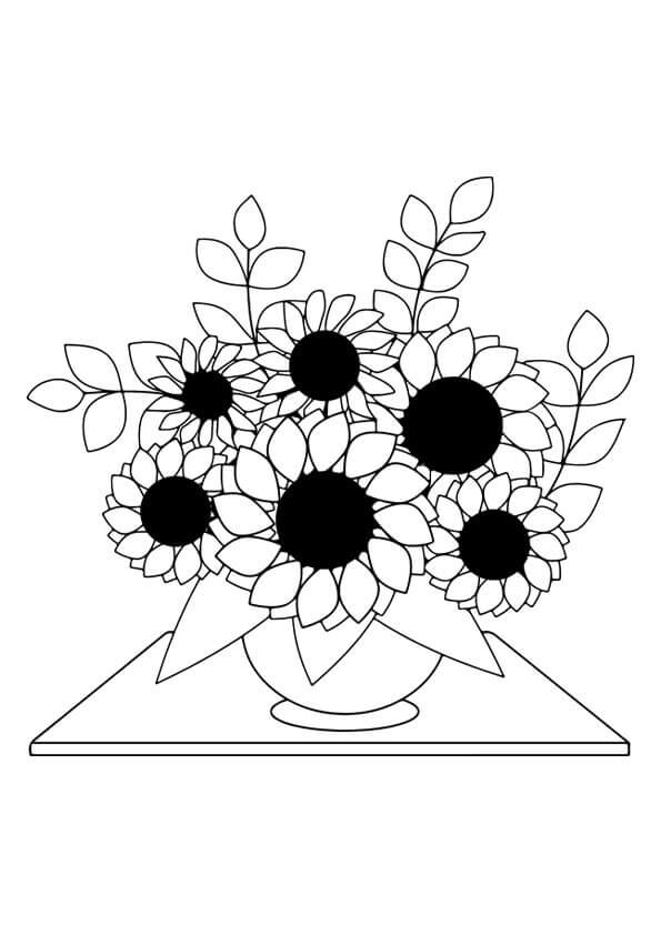 Desenhos de Lindos Vasos de Girassóis para colorir