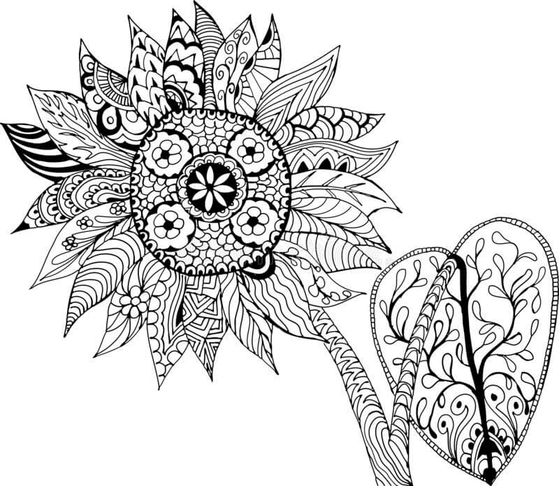 Desenhos de Mandala Girassol para colorir