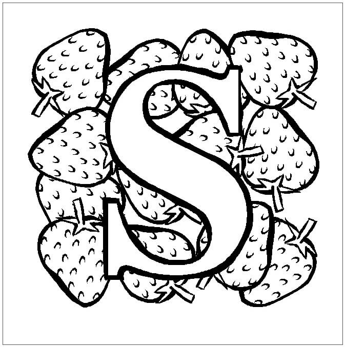 Desenhos de A letra S é para Morango para colorir