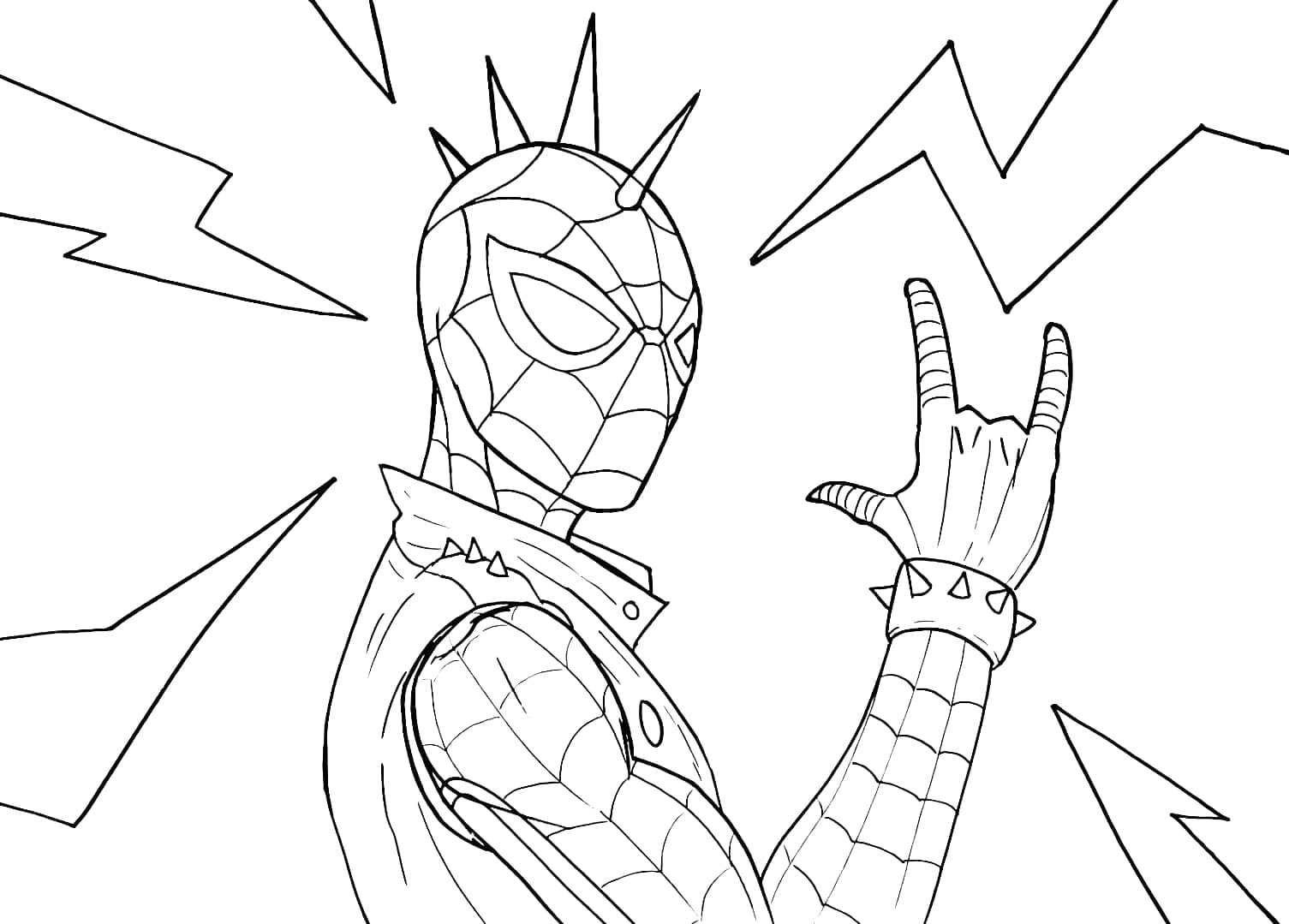 Desenhos de Aranha punk legal para colorir