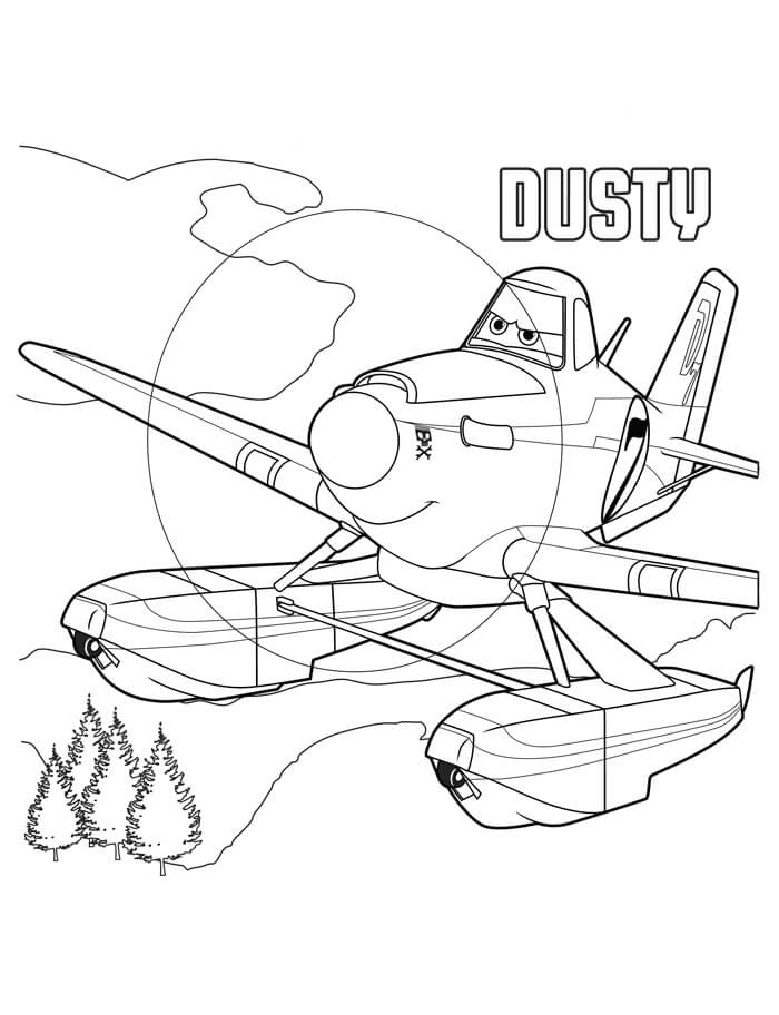 Avião Dusty Sorrindo para colorir