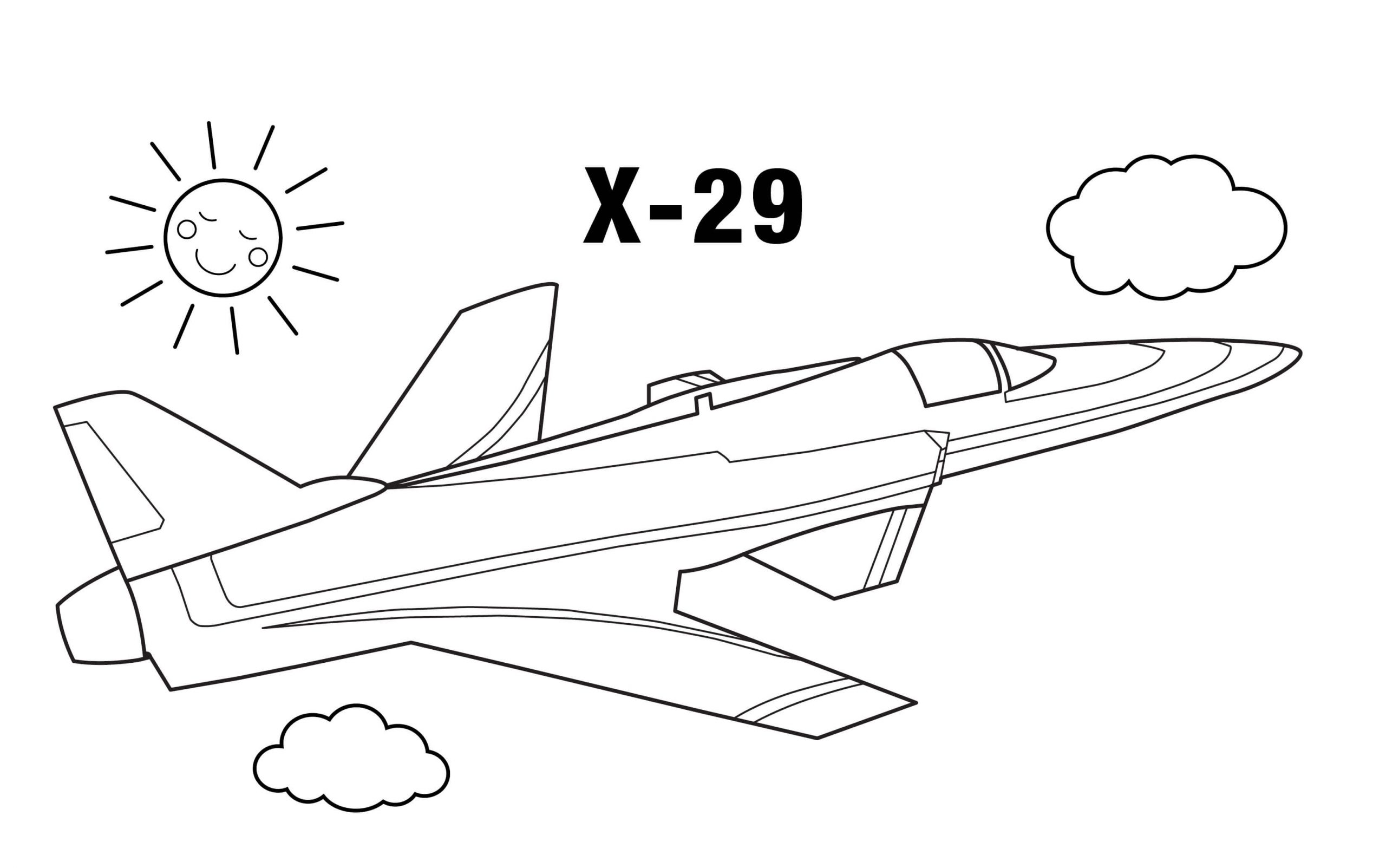 Avião X-29 para colorir