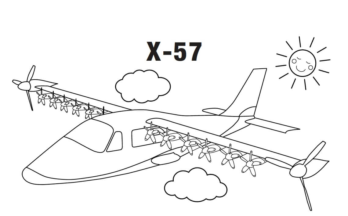 Avião X-57 para colorir