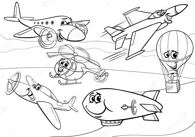 Avião e Amigos dos Desenhos Animados para colorir