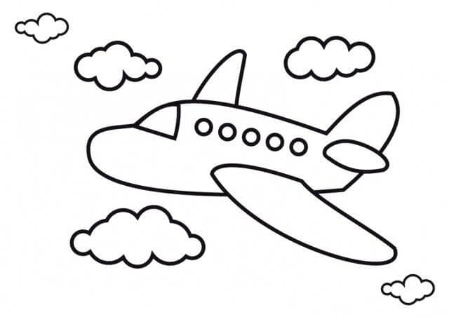Avião e Nuvem para colorir