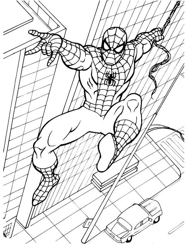 Desenhos de Balanço de Construção Homem-Aranha para colorir