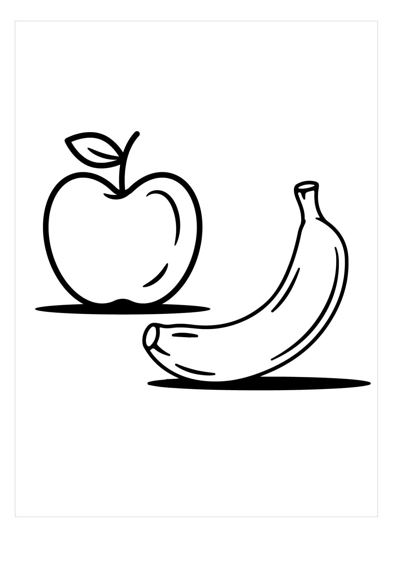 Desenhos de Banana e Maçã para colorir