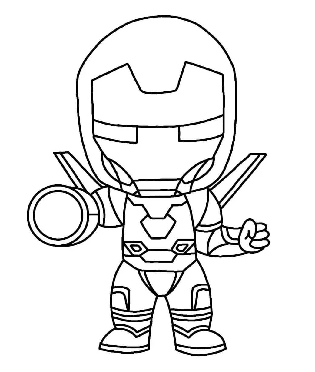 Desenhos de Chibi Homem de Ferro com Arma para colorir