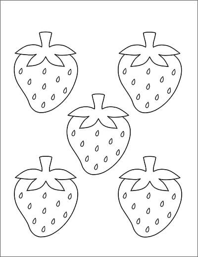 Desenhos de Cinco Morangos para colorir