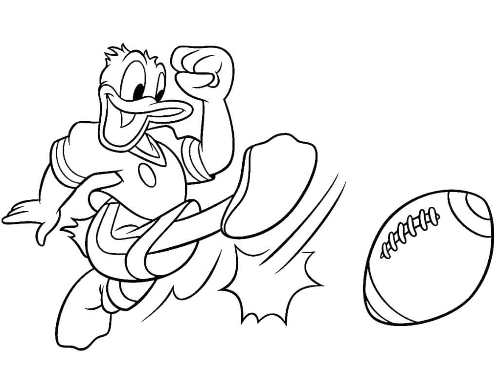 Desenhos de Desenhar Pato Donald Jogando Futebol Americano para colorir