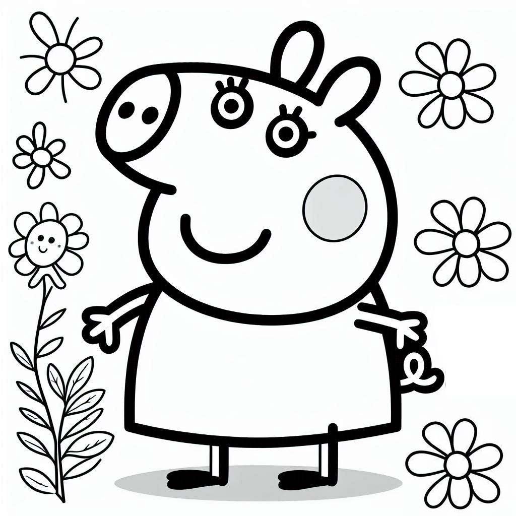 Desenhar Peppa Pig para crianças para colorir