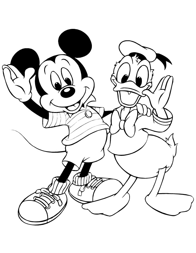 Desenhos de Desenhe o Mickey Mouse e o Pato Donald para colorir