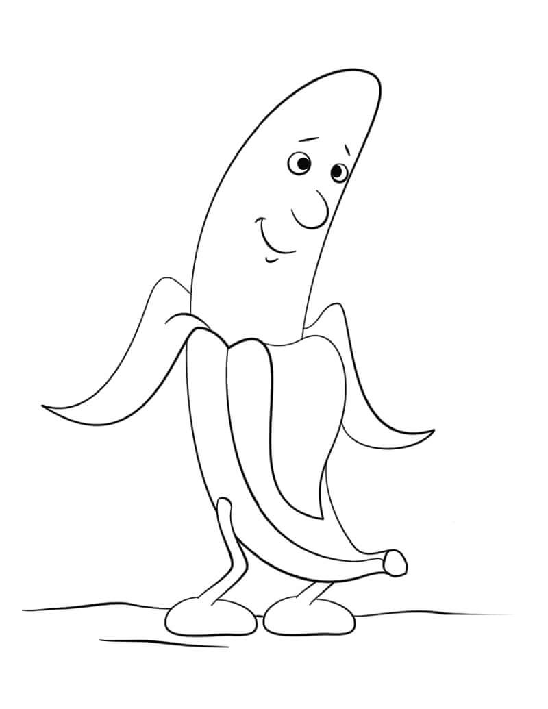 Desenho Animado Banana Sorrindo para colorir