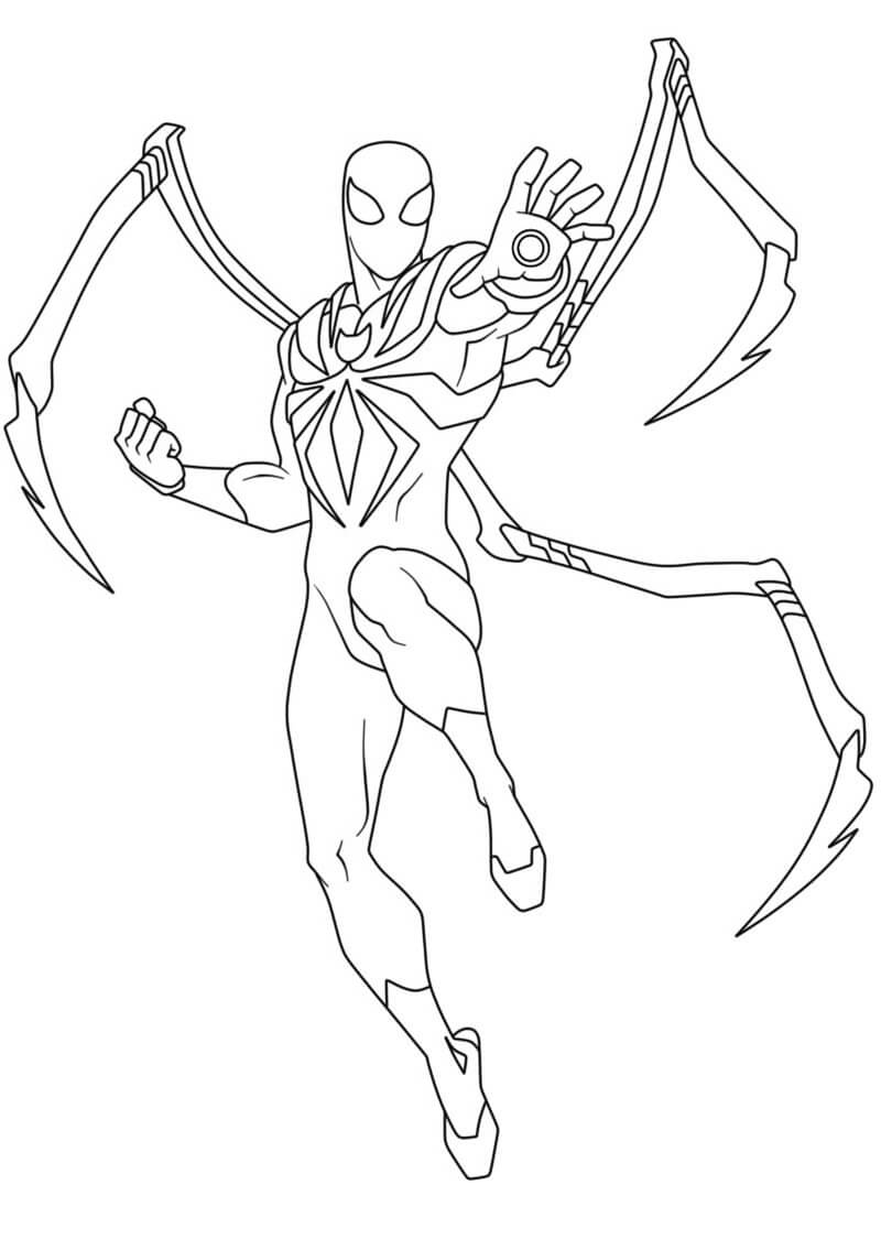 Desenho animado armadura de aranha de ferro para colorir