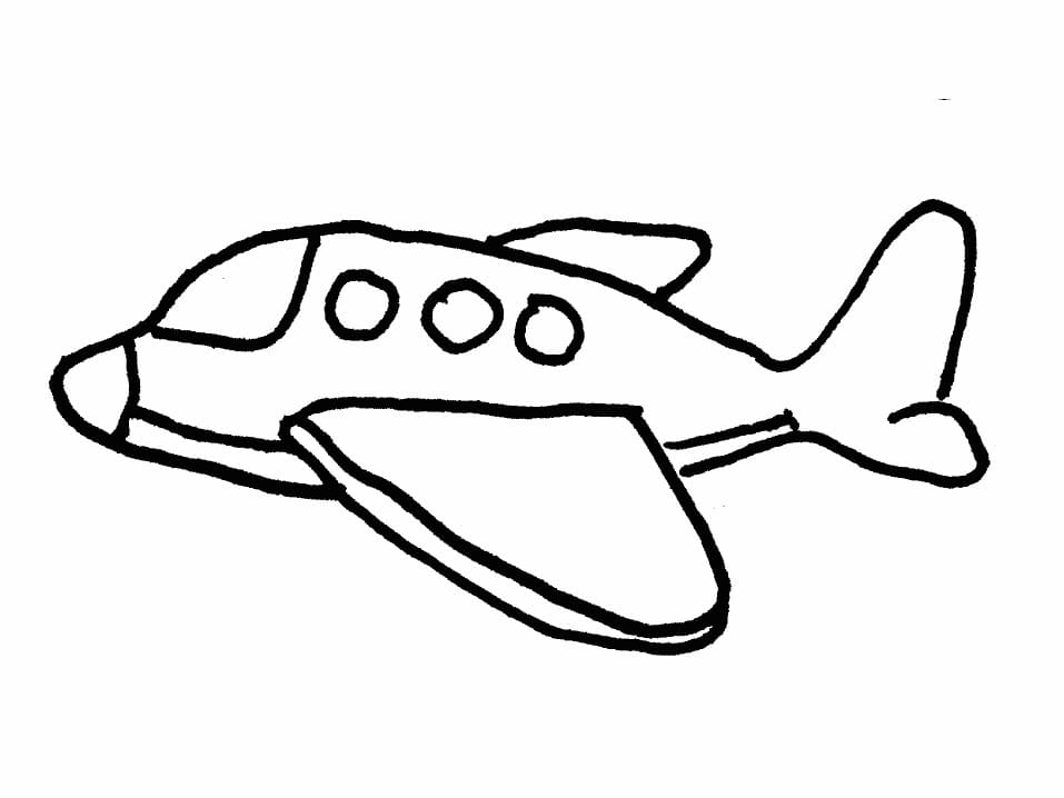 Desenho básico de avião para colorir