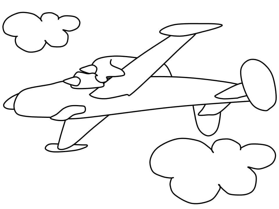 Desenho de avião para imprimir fácil para colorir