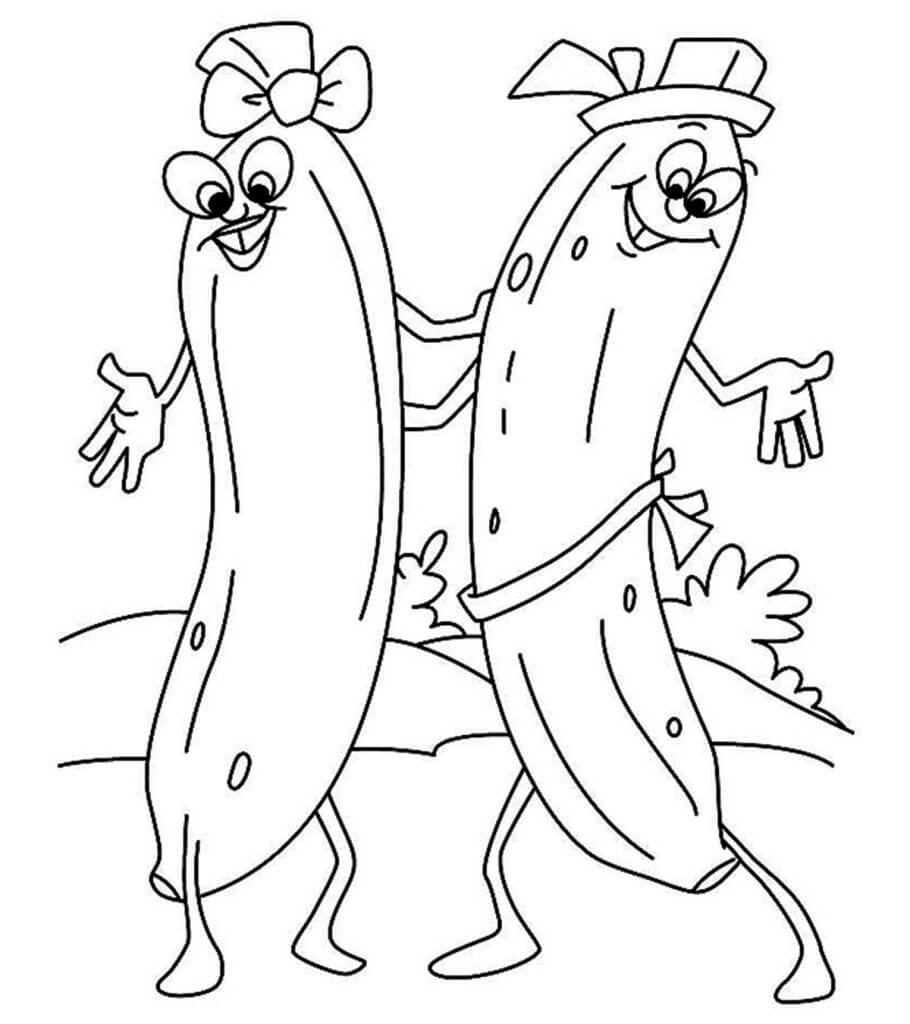 Duas Bananas Engraçadas para colorir