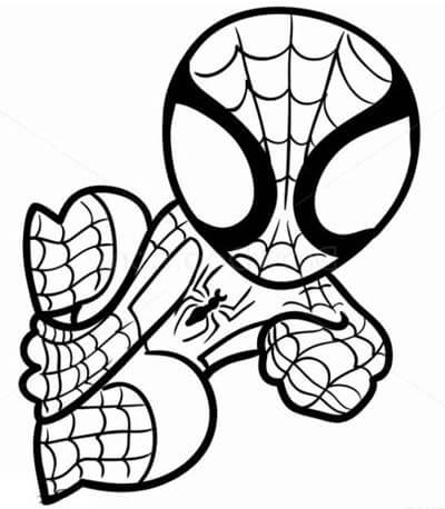 Desenhos de Escalada do Homem-Aranha Chibi para colorir