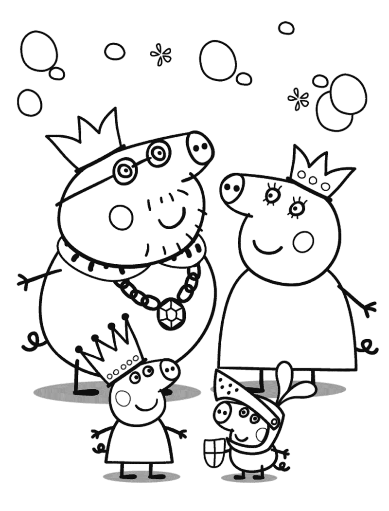 Desenhos de Família Real Peppa Pig para colorir