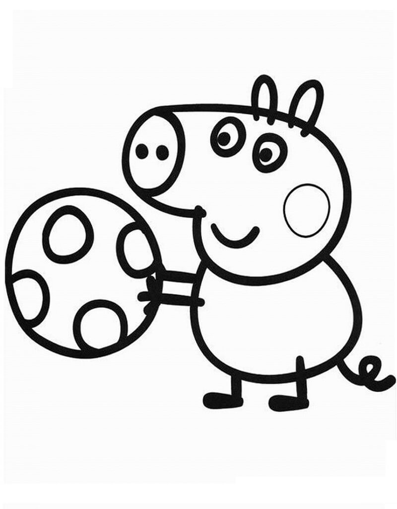 Desenhos de George Pig com Uma Bola para colorir
