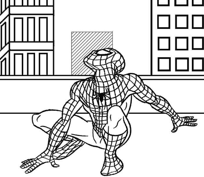 Desenhos de Homem-Aranha Olhando para Cima para colorir
