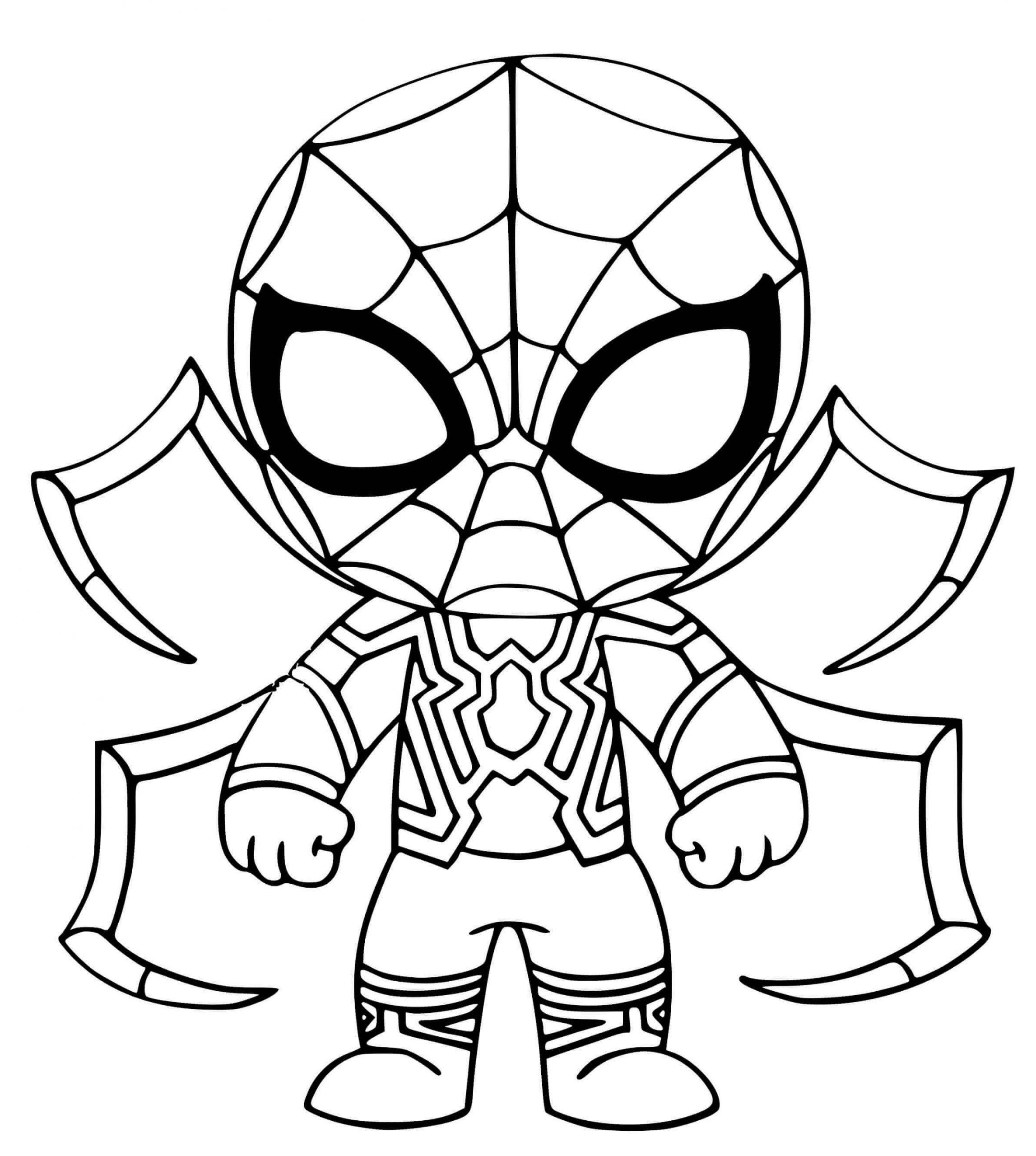 Desenhos de Homem Aranha de Ferro Chibi para colorir