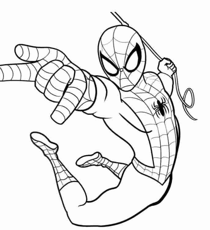 Desenhos de Homem Aranha dos desenhos animados balançando para colorir