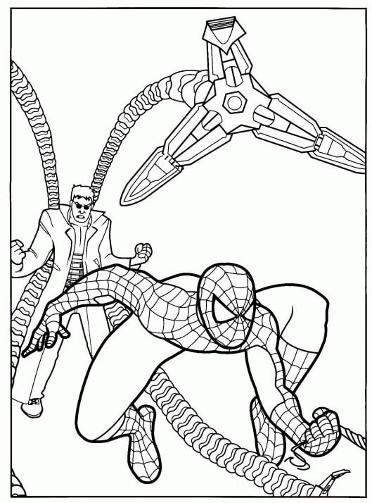 Desenhos de Homem-Aranha vs Doutor Octopus para colorir